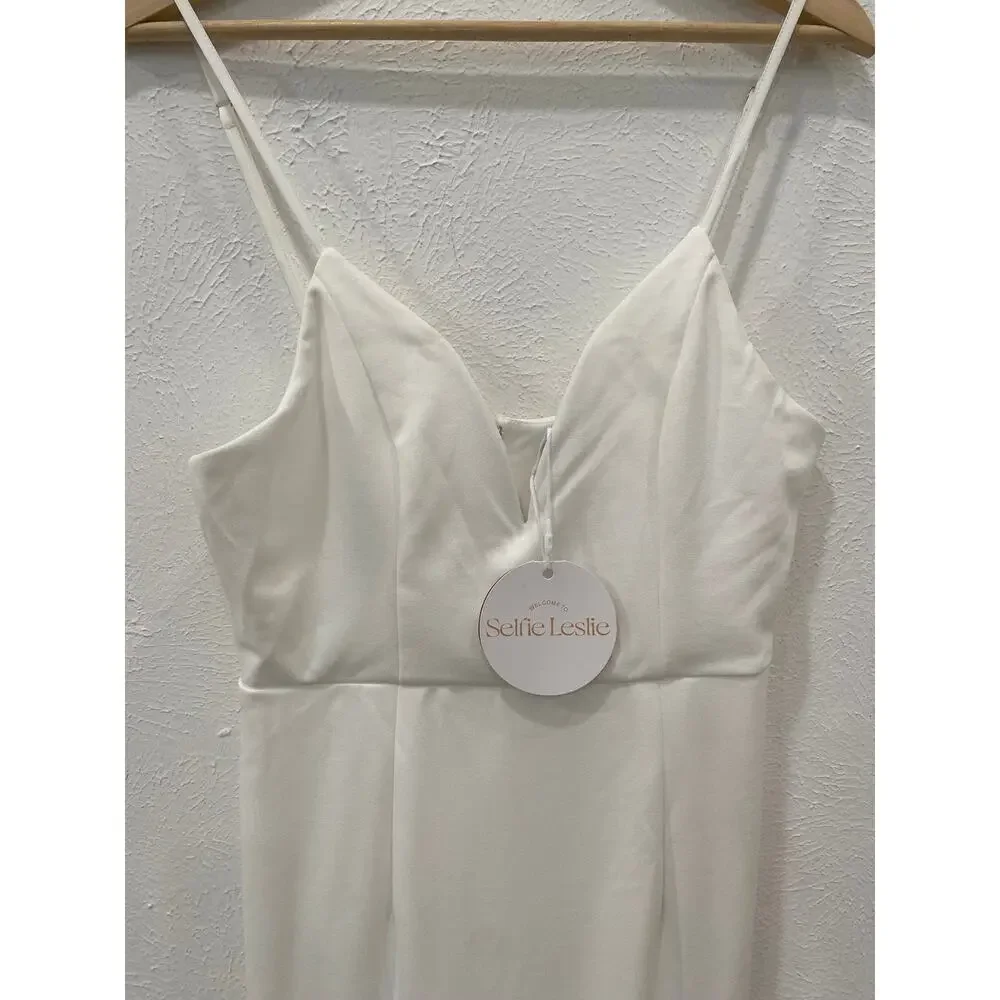 Selfie Leslie Darlene Front Split High/Low Hem Maxi Dress White Large NEW - Picture 6 of 6